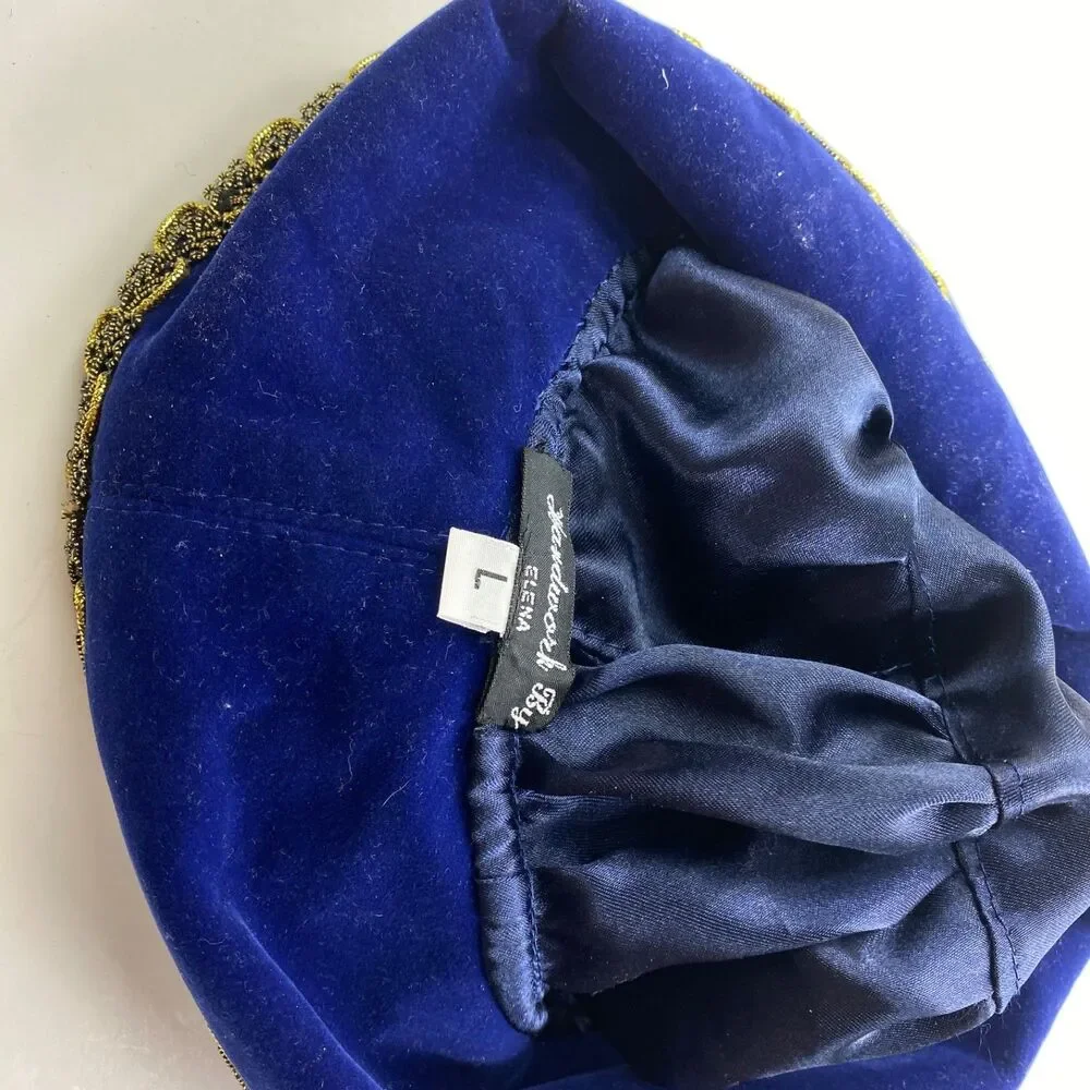 Blue Velvet Cap Hat Youth-Lg Medieval Steampunk Goth Cosplay Theatre Costume 17
